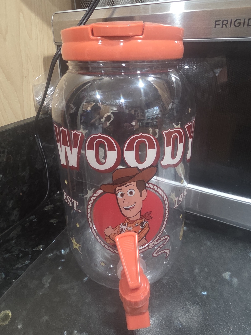 new disney Toy Story Woody Beverage Dispenser - Orange Lid